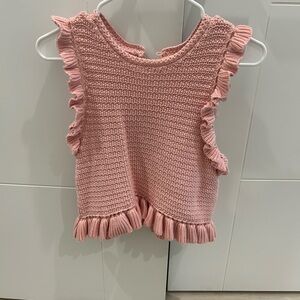 Zara Pink Knit Tank Top with Ruffles